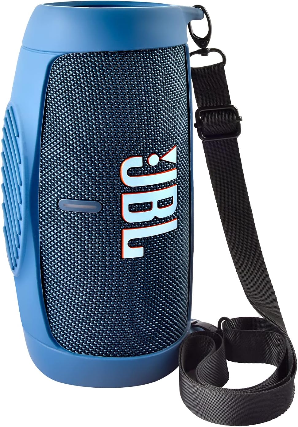Silicone Case Cover for JBL Charge 5 Portable Wireless Bluetooth Speaker, Travel Protective Soft Rubber Carrying Pouch with Shoulder Strap & Carabiner (Blue)