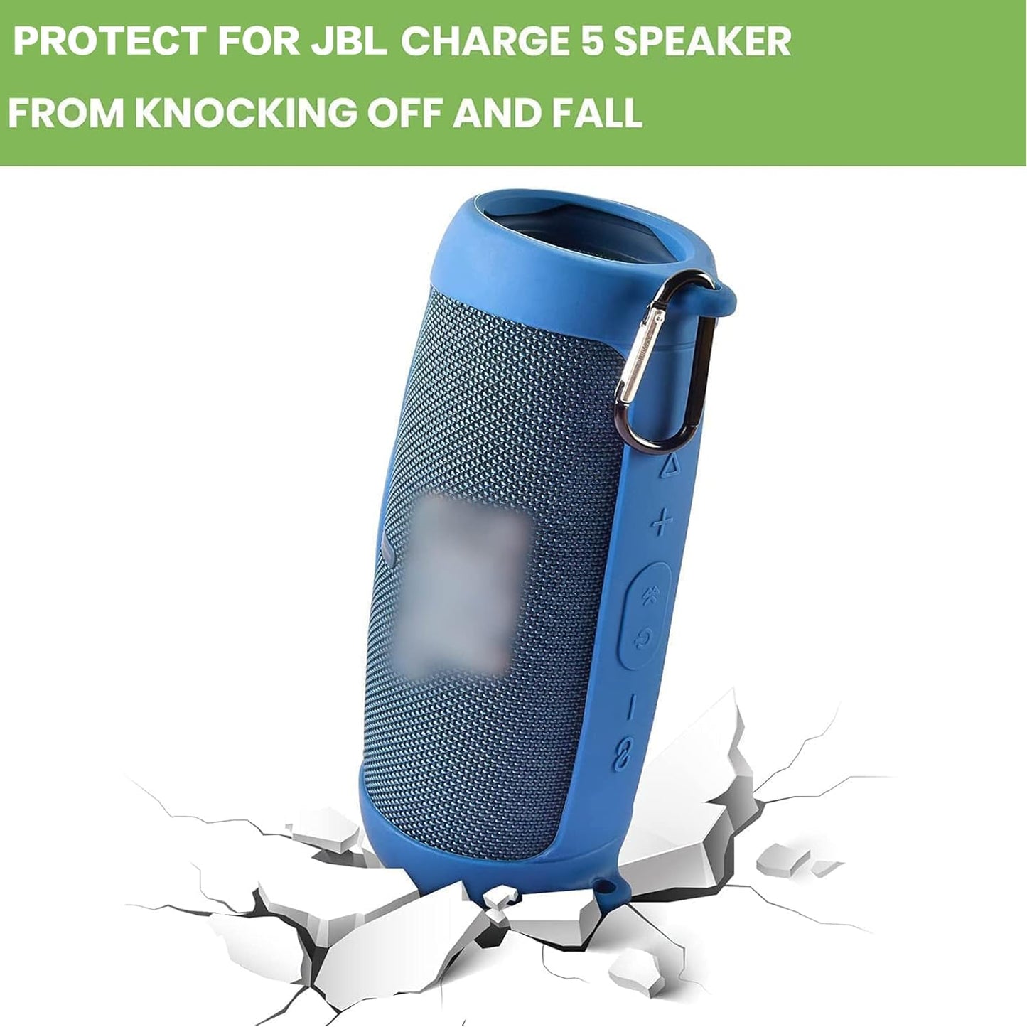 Silicone Case Cover for JBL Charge 5 Portable Wireless Bluetooth Speaker, Travel Protective Soft Rubber Carrying Pouch with Shoulder Strap & Carabiner (Blue)