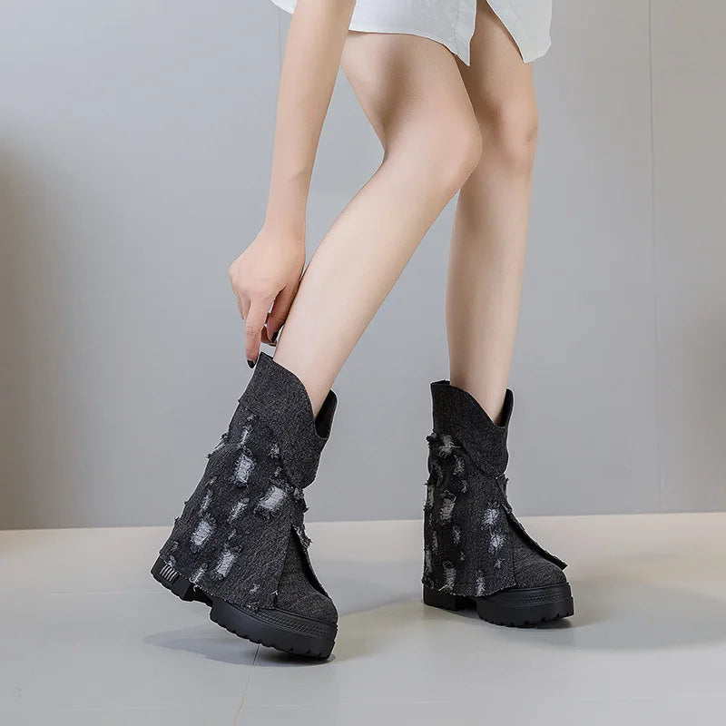 Spring Silhouette Denim Boots