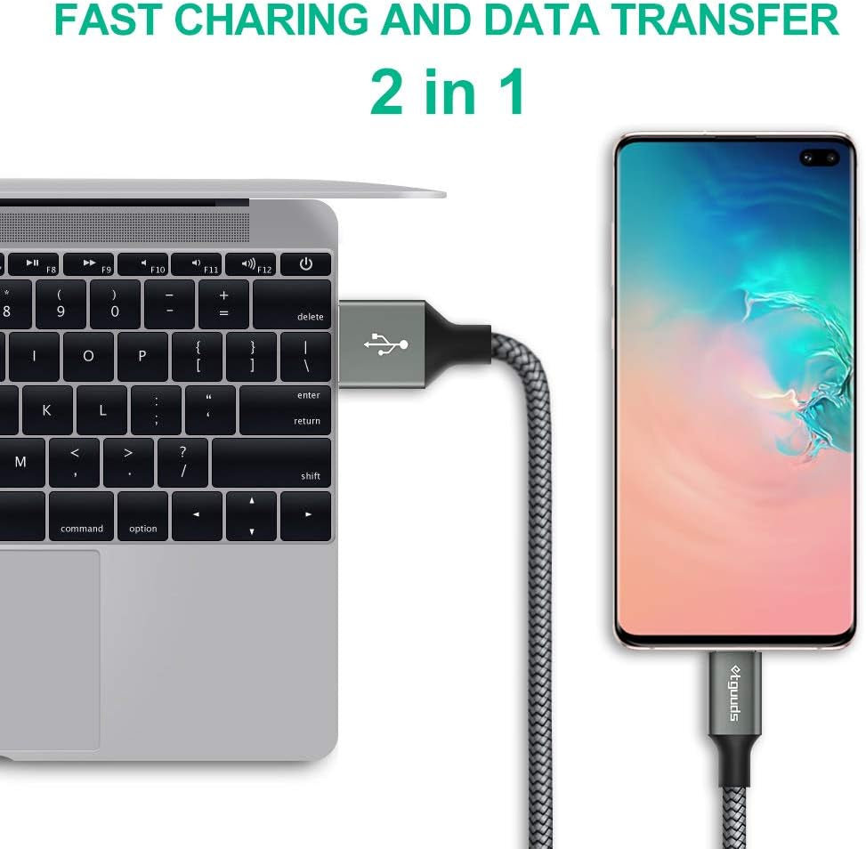 Spring 2-Pack 3Ft USB C Cable 3A Fast Charge, USB a to Type C Charger 