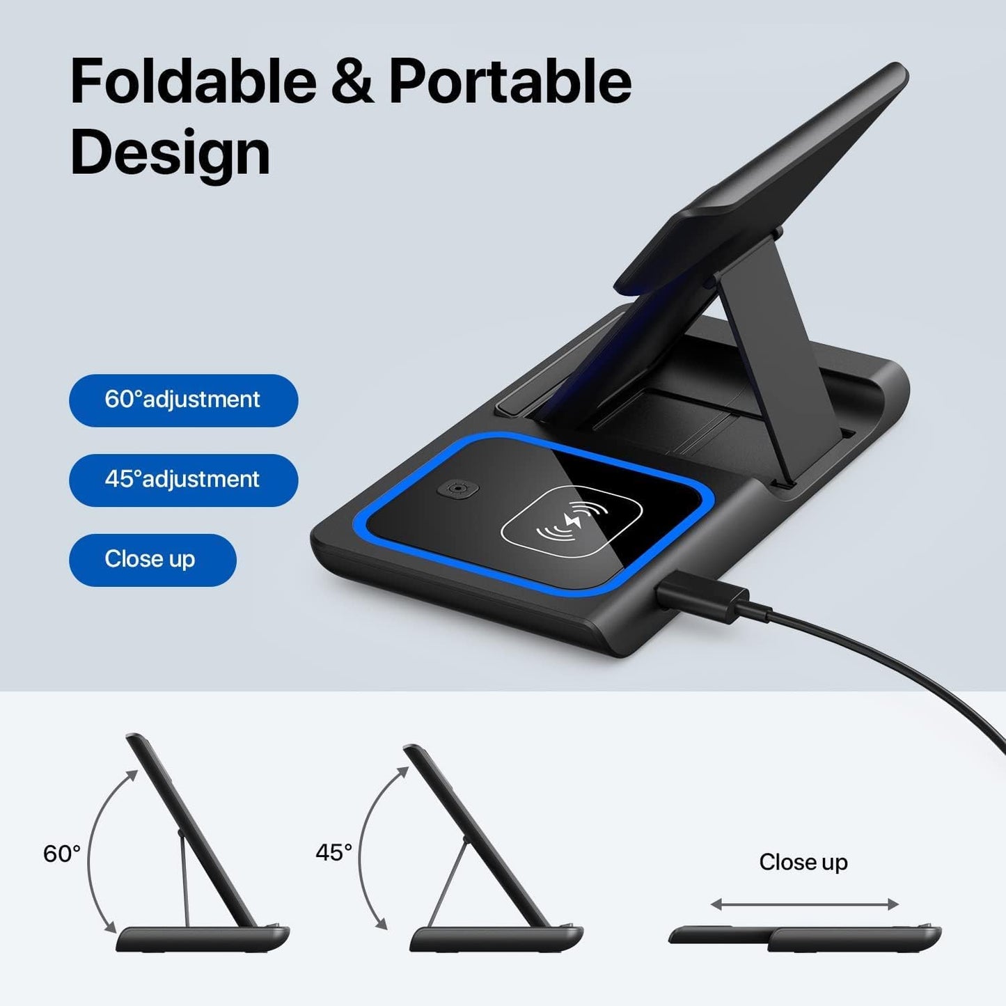 Spring Wireless Charger, 3 in 1 Wireless Charging Station, Fast Wireless Charger Stand for Iphone 