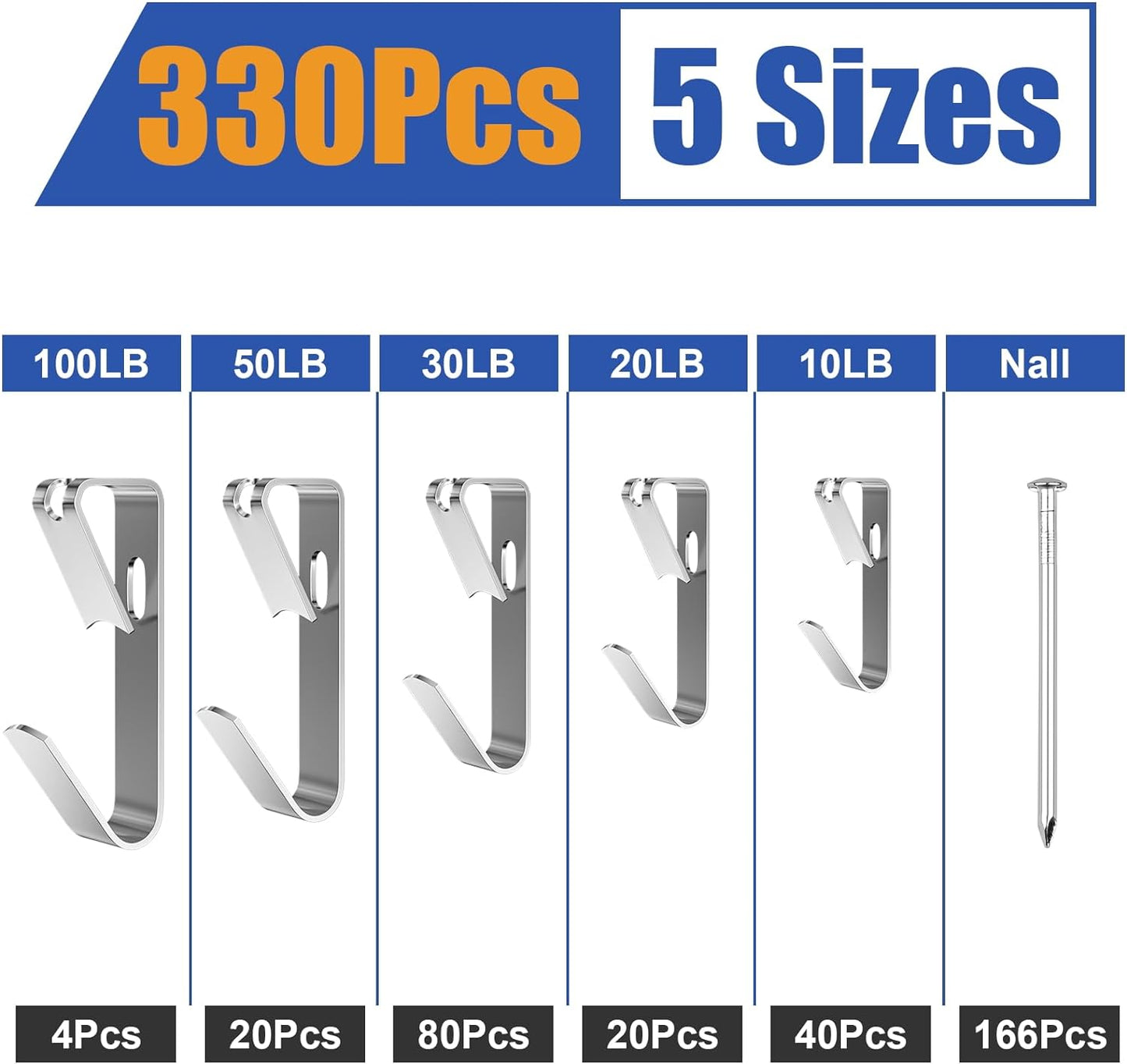 330Pcs Picture Hanging Kit, Heavy Duty Picture Hangers for Drywall, Picture Hanging Hooks