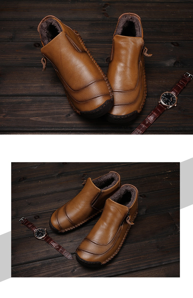 New Men's Quality Warm Genuine Leather Shoes