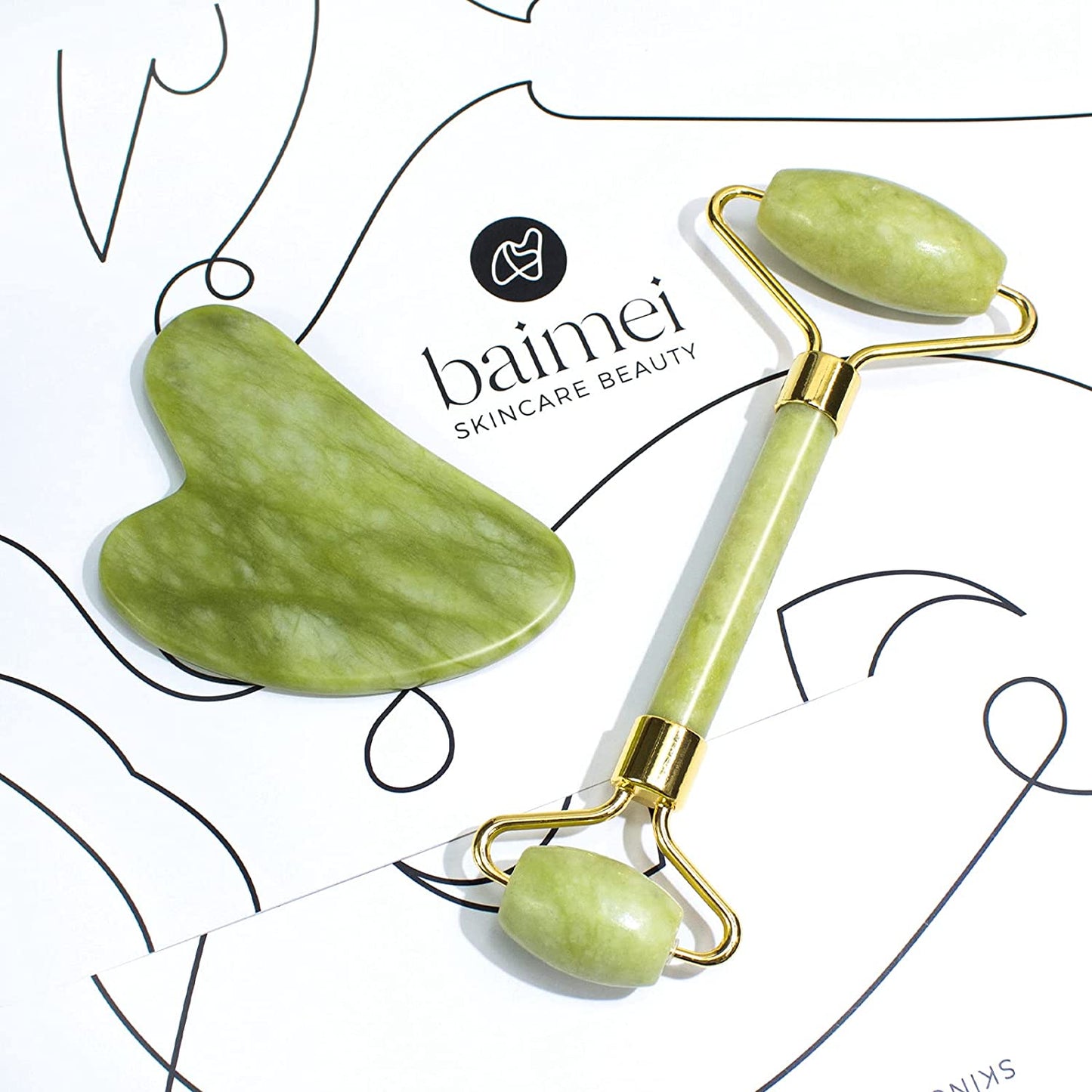 Spring Gua Sha & Jade Roller Facial Tools Face Roller and Gua Sha Set