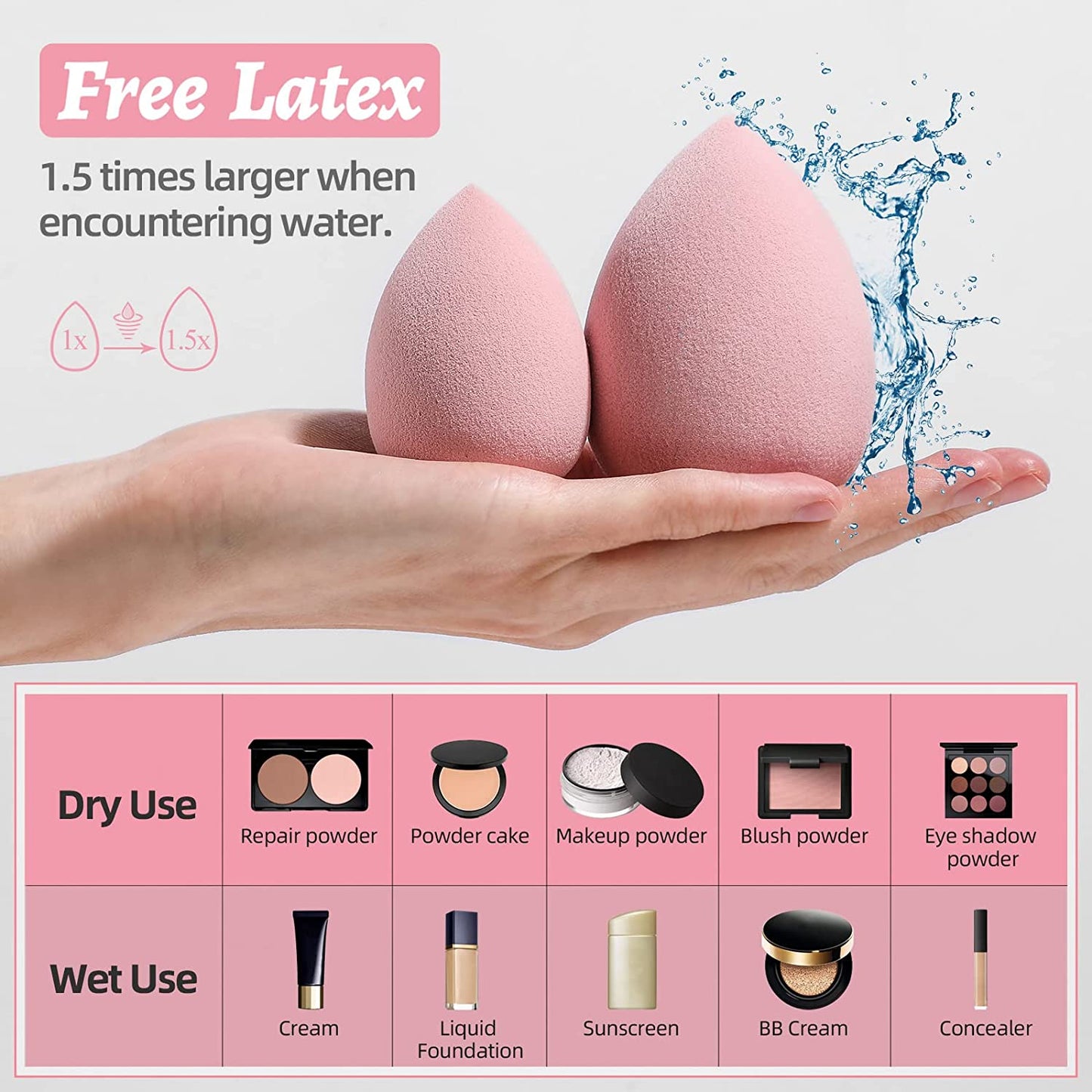 Spring Makeup Sponge Set Blender Sponges 7 Pcs for Liquid