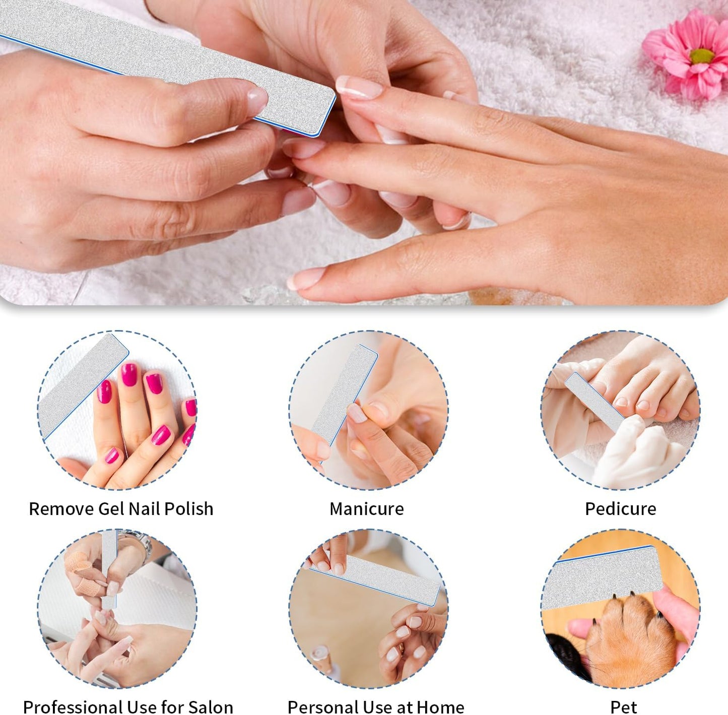 Nail File-Nail Files, 80/80 Grit Nail Files for Gel Nails, 12 PCS