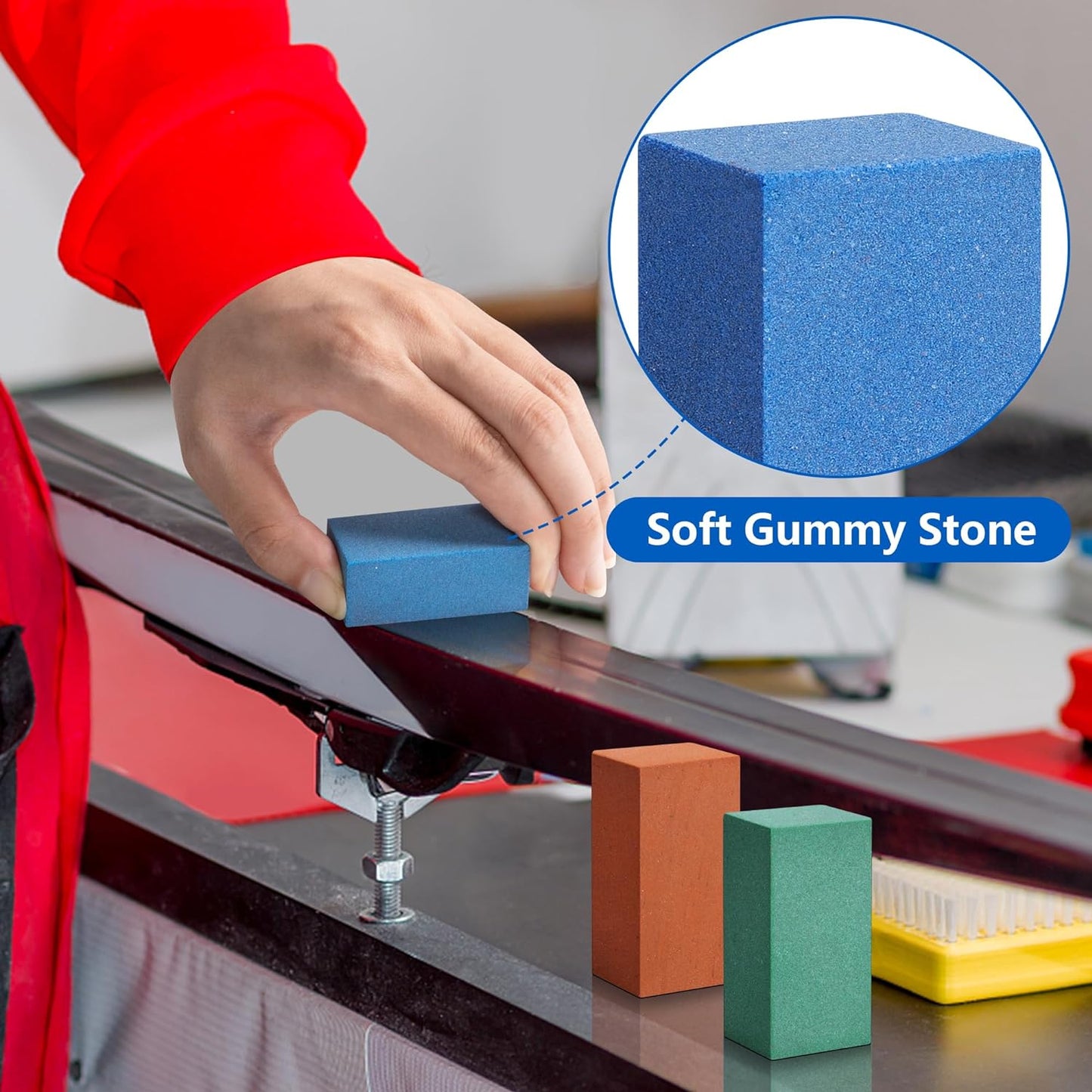 Spring 3 Pcs Gummy Rubber Abrasive Stone- Edge Grinding Rubber Block Stone