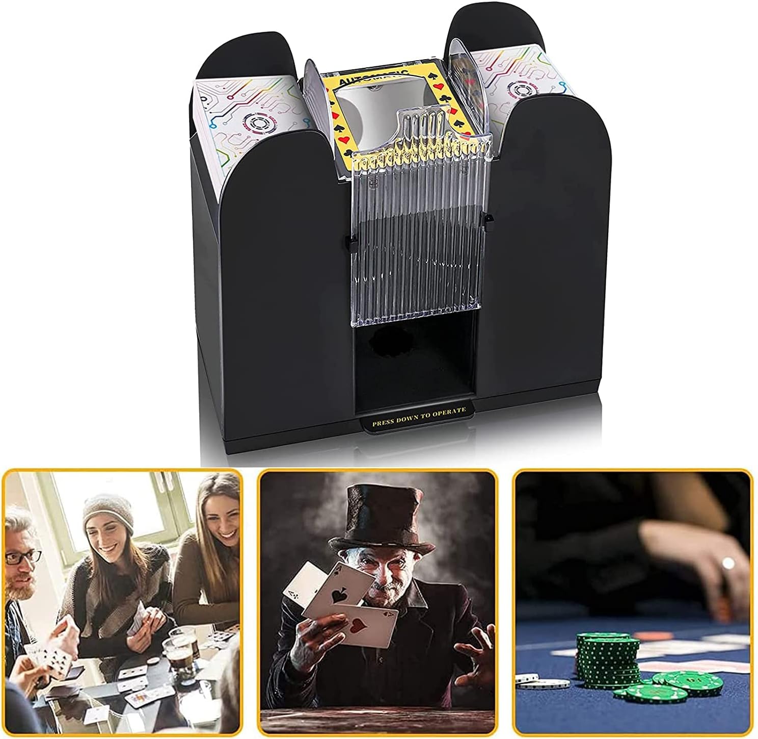 1-6 Decks Automatic Card Shuffler, Battery-Operated for Uno,Phase10, Texas Hold'Em, Poker, Home Card Games, Blackjack, Party Club
