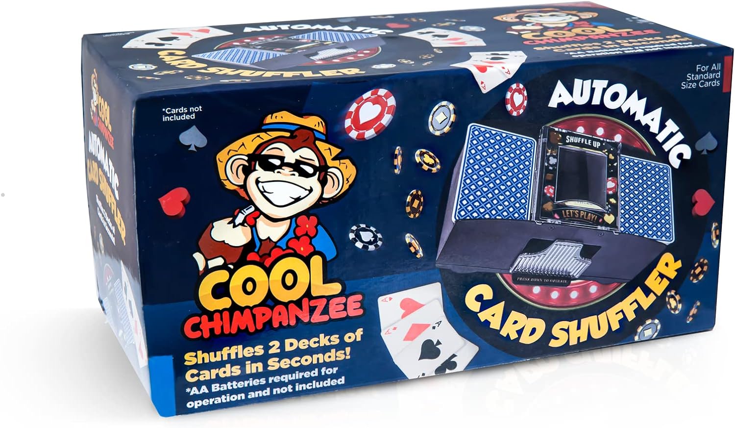 Automatic 2-Deck Card Shuffler, Home Poker Games, Blackjack, Rummy, War, Texas Hold 'Em, PLO, Omaha, Stud and More