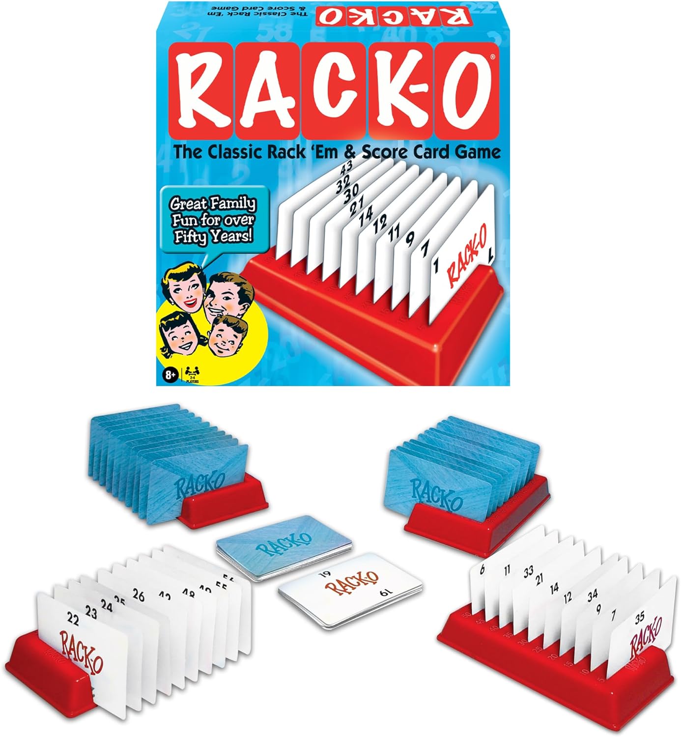 Rack-O Retro Game by  USA, Classic Tabletop Game Enjoyed by Families since the 1950'S! Ages 8+, 2-4 Players 