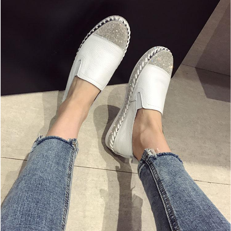 Women Genuine Leather Creepers Flats