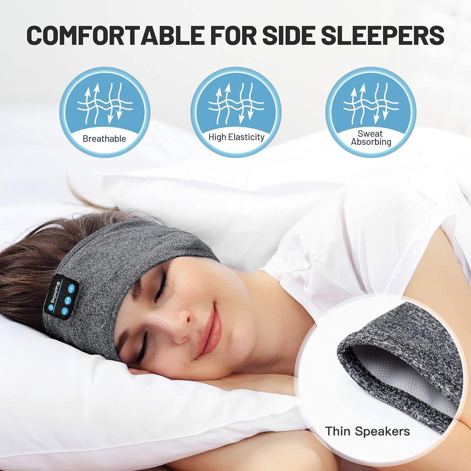 Spring Sleep Headphones Wireless, Bluetooth Sports Headband Headphones with Ultra-Thin 