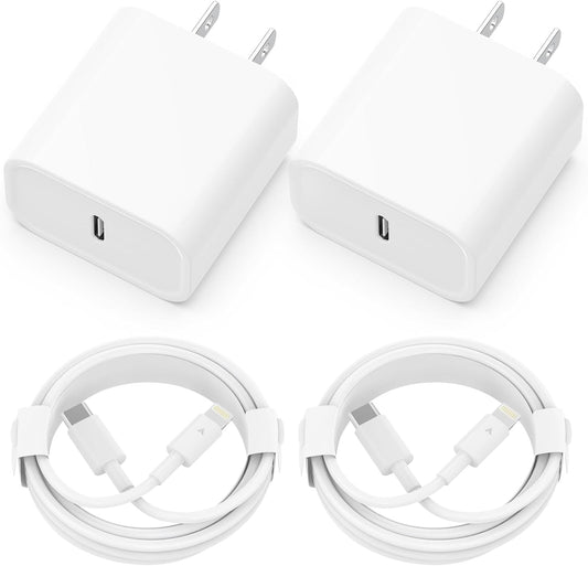 Spring Iphone Charger [Mfi Certified] 2 Pack 20W PD USB C Wall Fast Charger Adapter with 2 Pack 