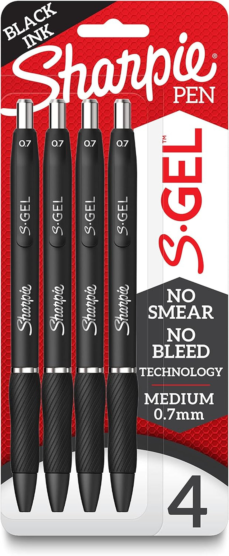 Spring S-Gel, Gel Pens, Medium Point (0.7Mm), Black Ink Gel Pen, 4 Count & S-Gel, Gel Pens