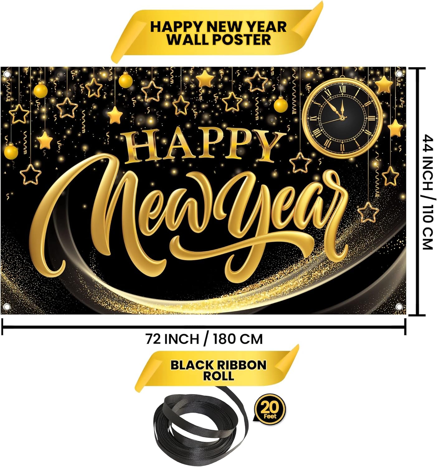 Spring Extra-large Happy New Year Banner - 72X44 Inch