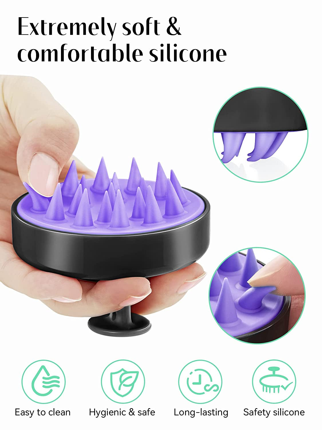 Spring Hair Scalp Massager, Scalp Scrubber with Soft Silicone Bristles