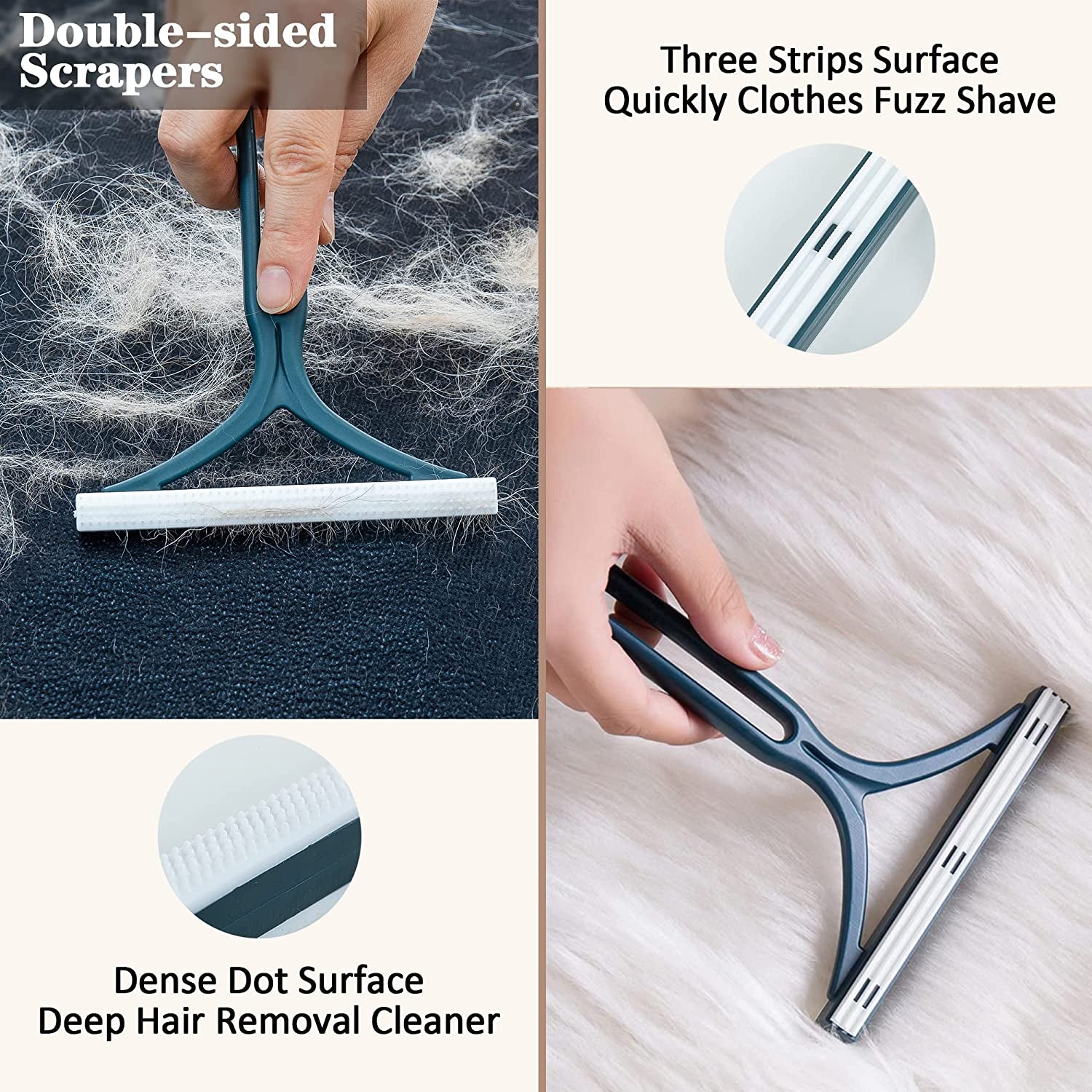 Spring Pet Hair Remover for Couch, Carpet Scraper Fur Removal Tool for Furniture