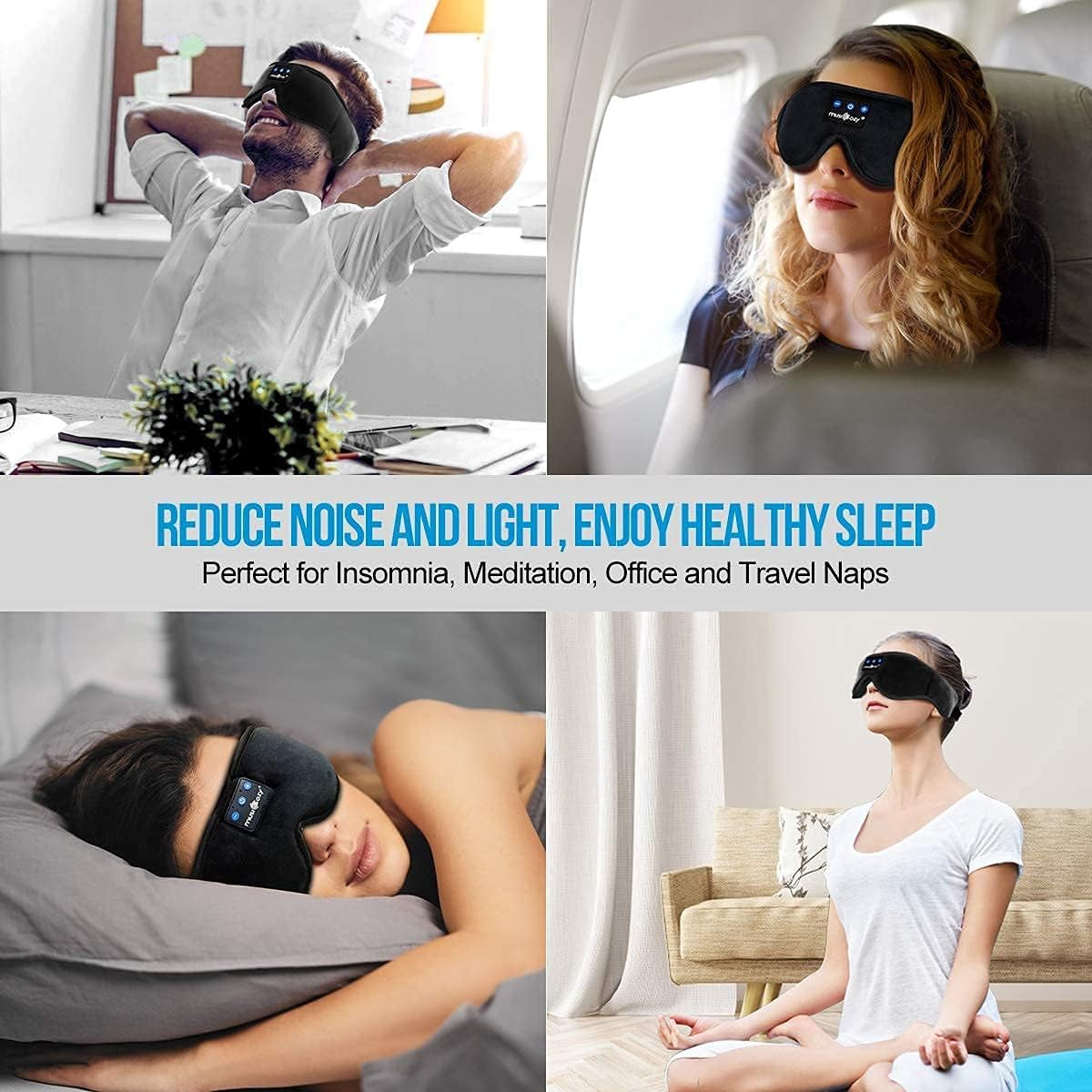 Spring Sleep Headphones Bluetooth 5.2 Headband Sleeping Headphones Sleep Eye Mask