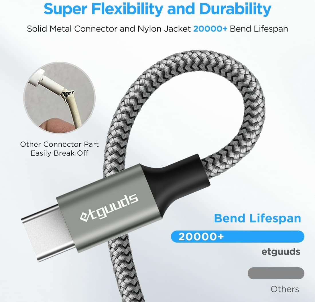 Spring 2-Pack 3Ft USB C Cable 3A Fast Charge, USB a to Type C Charger 
