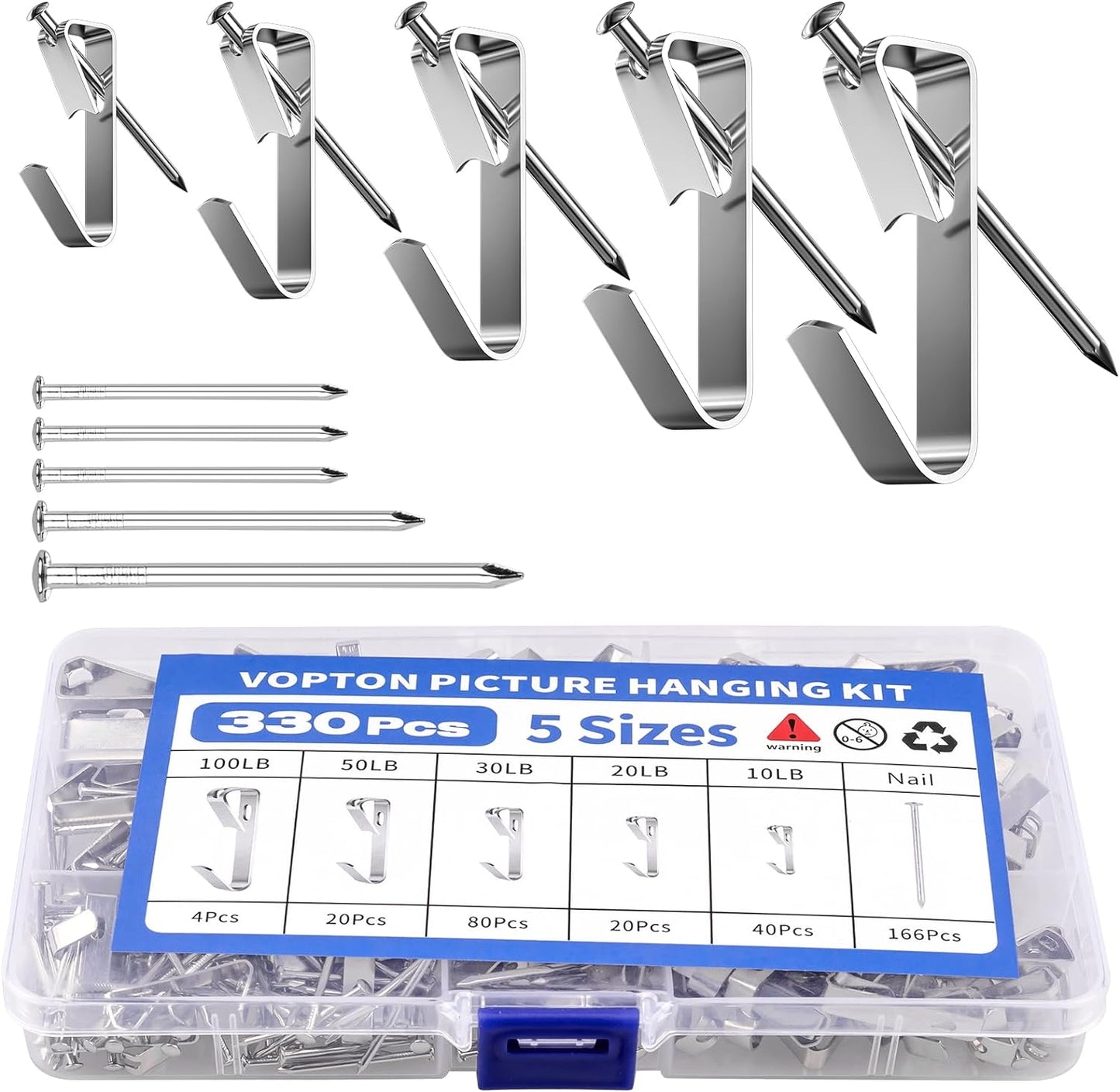 330Pcs Picture Hanging Kit, Heavy Duty Picture Hangers for Drywall, Picture Hanging Hooks