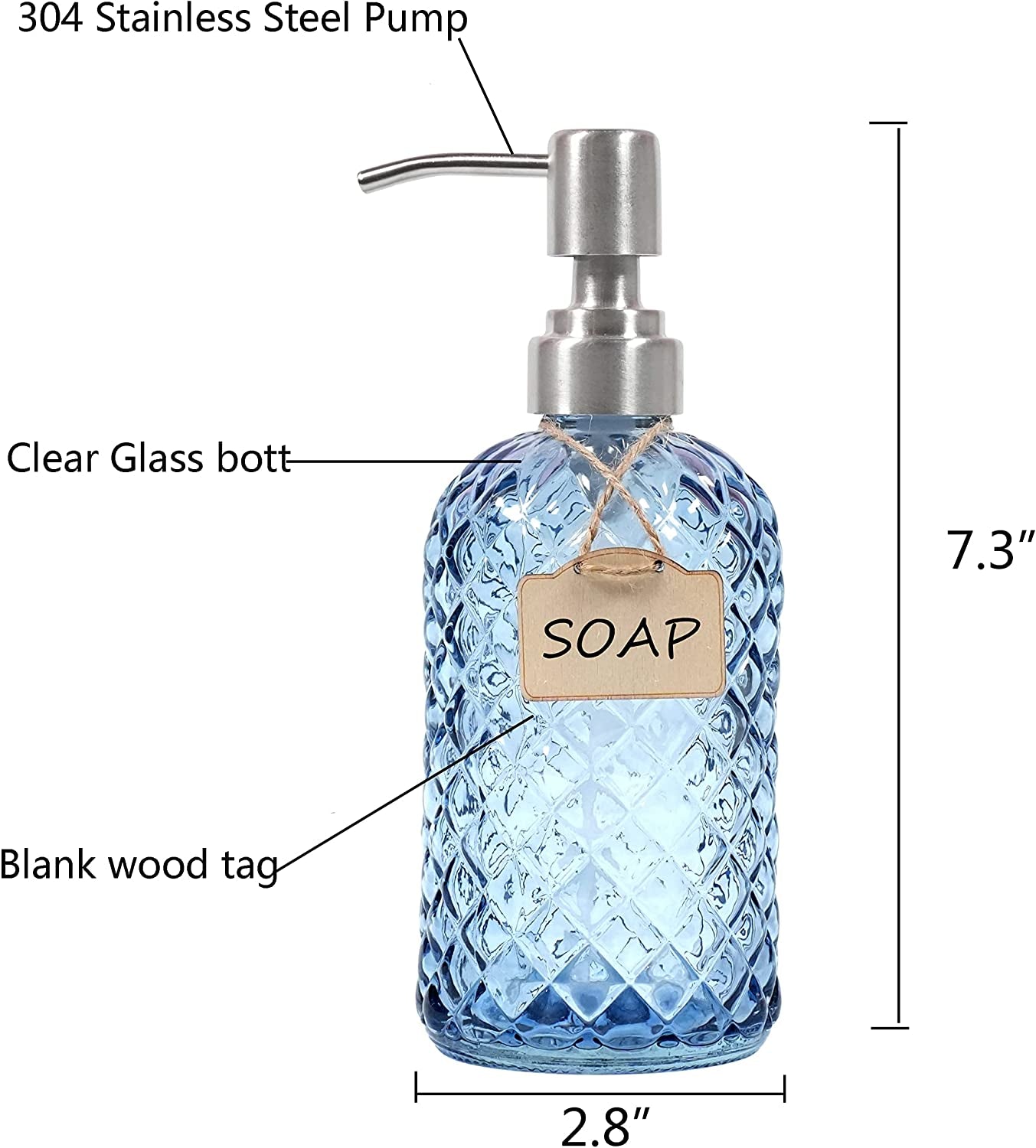 Spring Bathroom & Kitchen Glass Hand and Dish Soap Dispenser 