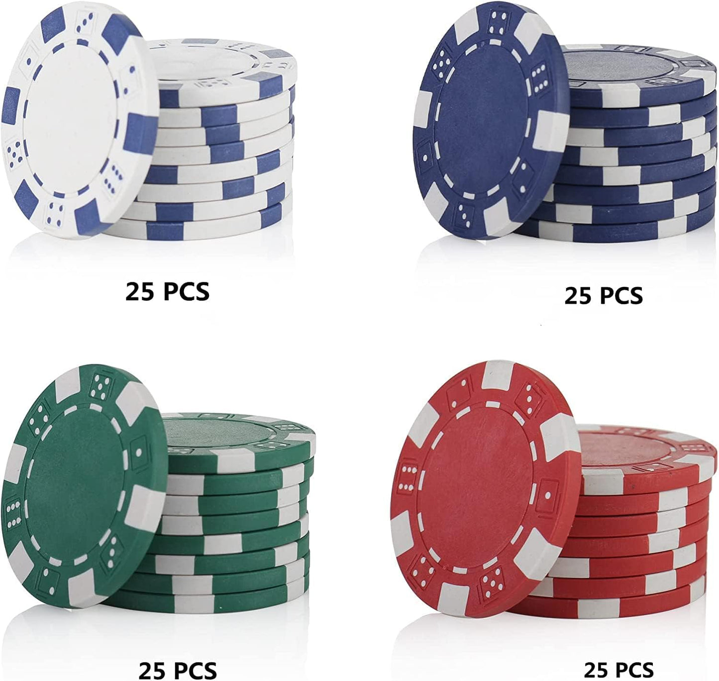 Poker Chips for Card Board Game - 4 Colors,11.5 Gram,For Texas Hold'Em, Blackjack,Card Club or Late Night Poker Games