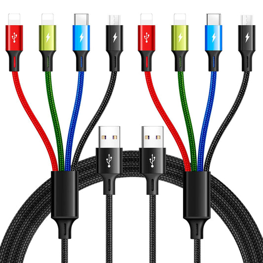 Spring Multi Charging Cable 3.5A Multi Charger Cable Braided 4 in 1 Charging Cable 