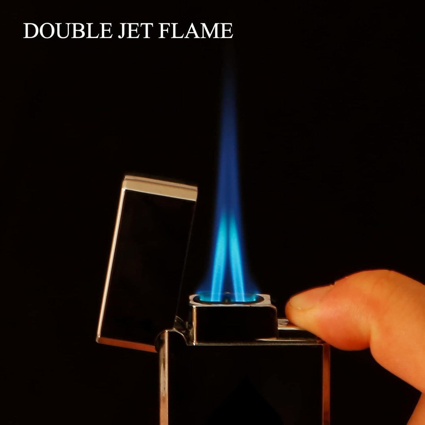 Spring Double Flame Torch Lighter Butane Refillable,Classic Pocket Ace Lighters 2 Pack