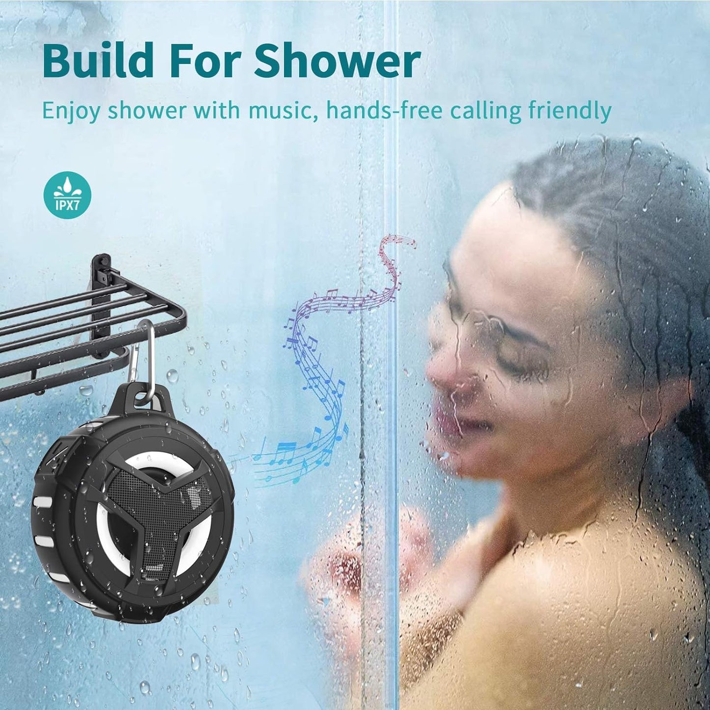 Spring Bluetooth Shower Speaker, Portable Bluetooth Speakers, IP67 Waterproof Wireless Speaker