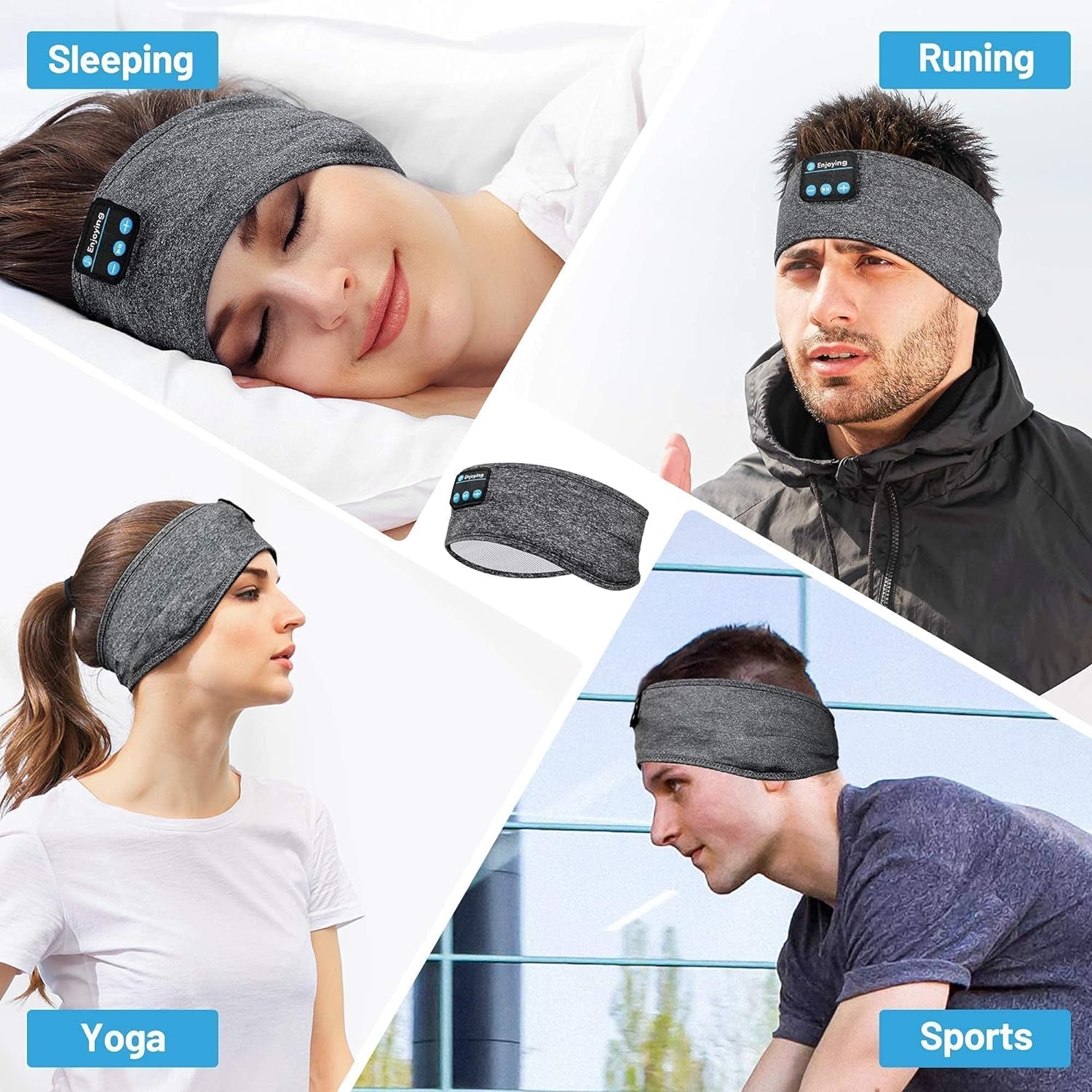 Spring Sleep Headphones Wireless, Bluetooth Sports Headband Headphones with Ultra-Thin 