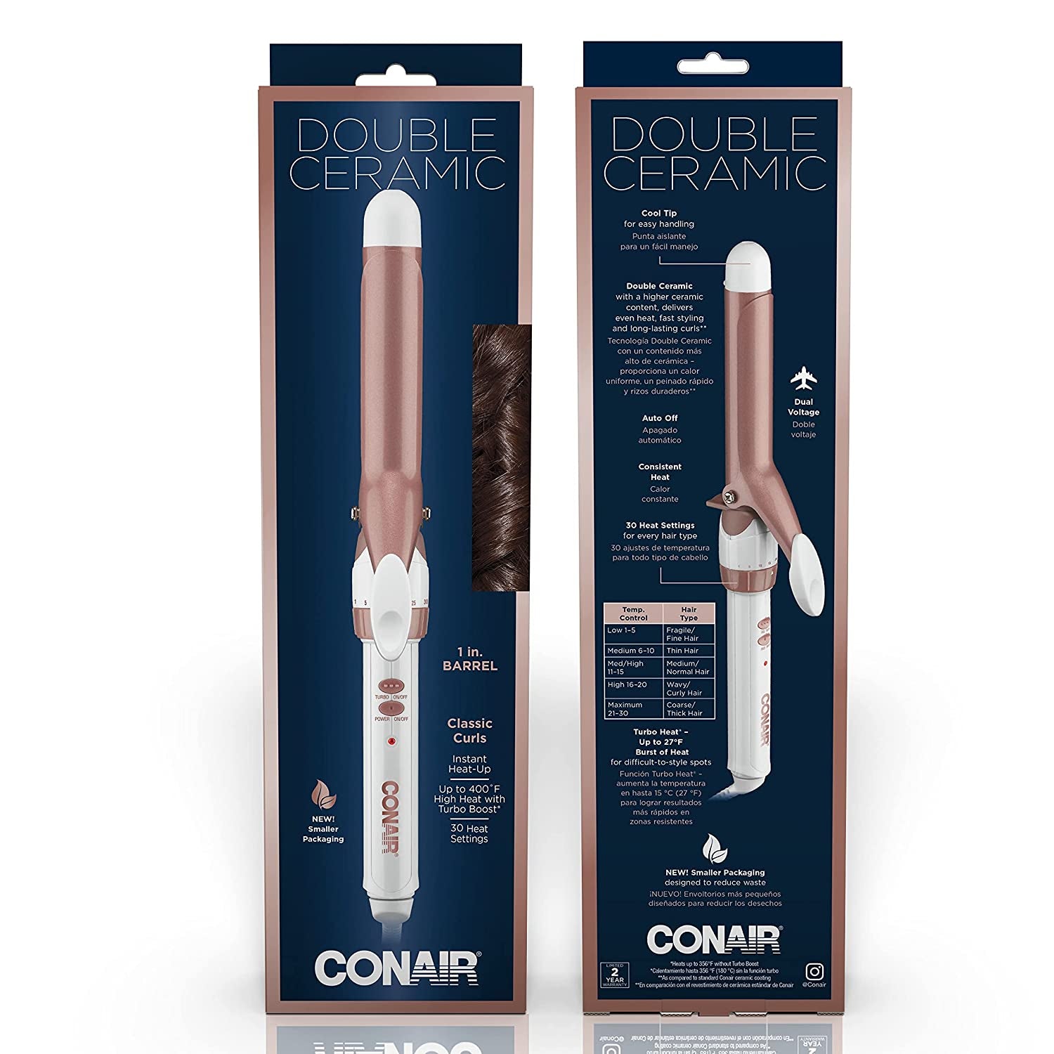 Spring Double Ceramic 1-Inch Curling Iron, 1-Inch Barrel Produces Classic Curls