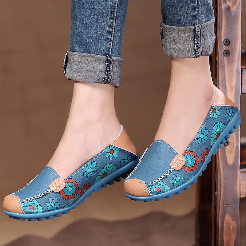 Spring Flower Printed Loafers