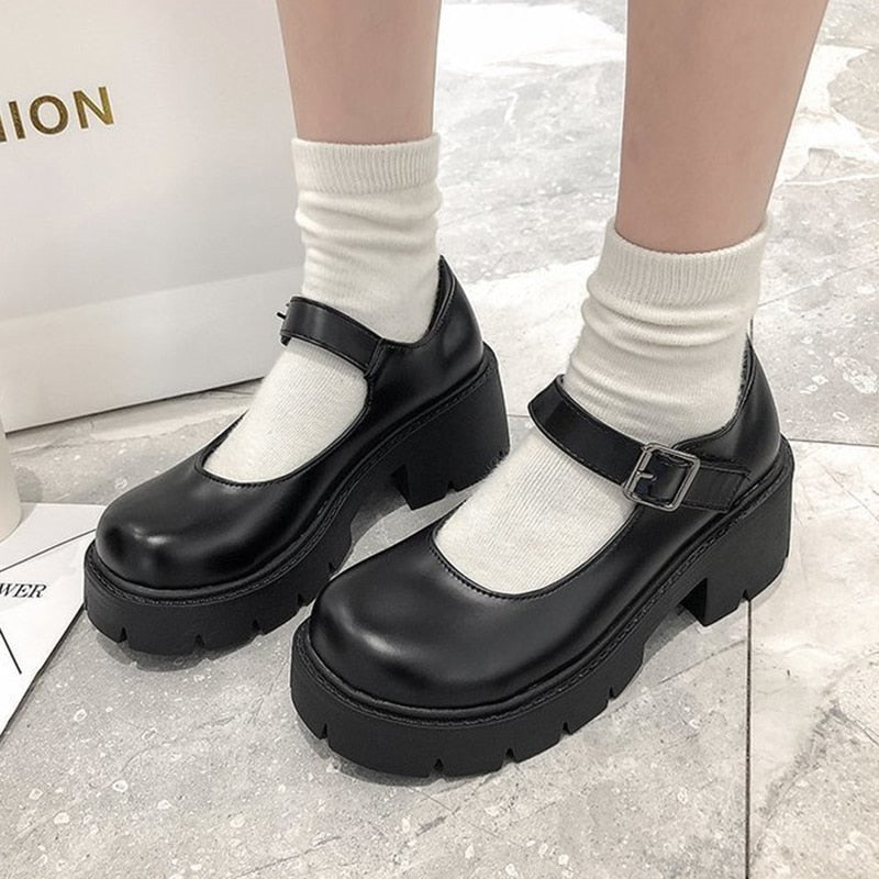 MJ Platform Chunky Heeled Shoes