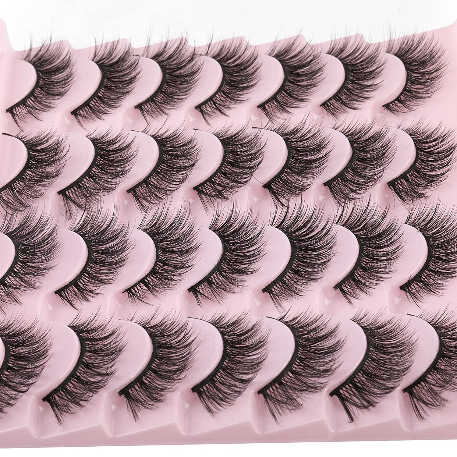False Eyelashes 14Mm Faux 3D Mink Lashes Natural Look Fluffy Cat Eye Wispy Lashes Pack by , 14 Pairs