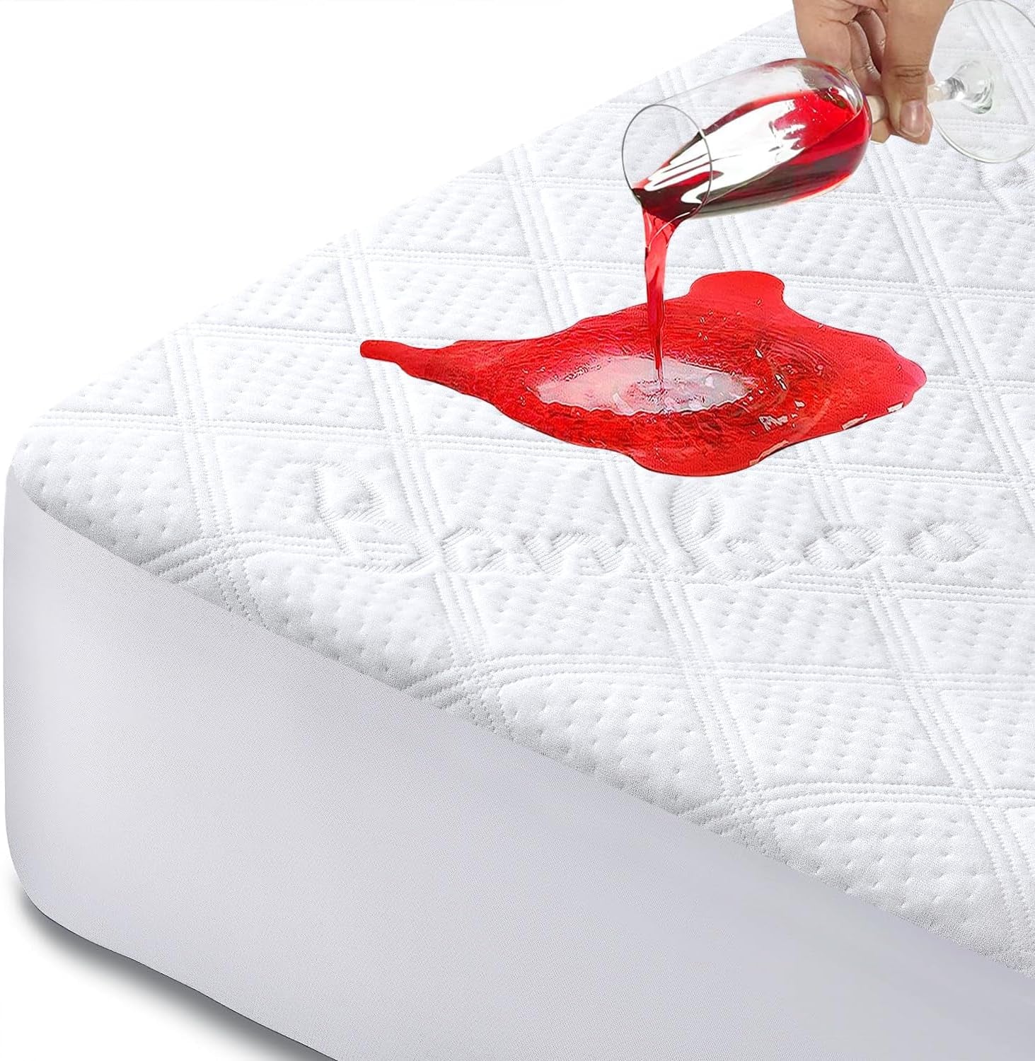 Spring 100% Waterproof Mattress Protector Queen Size Bed Bamboo Mattress Cover 