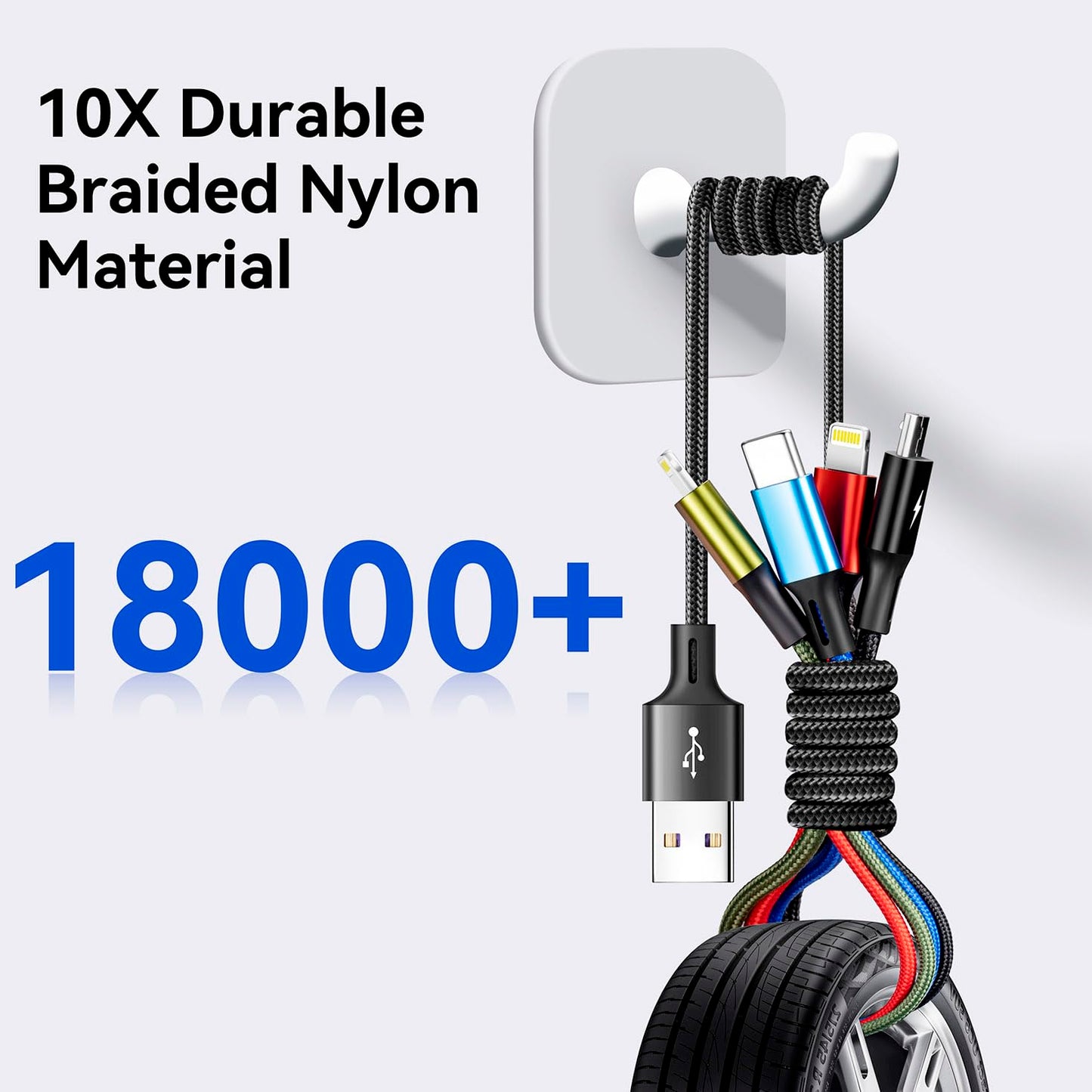 Spring Multi Charging Cable 3.5A Multi Charger Cable Braided 4 in 1 Charging Cable 