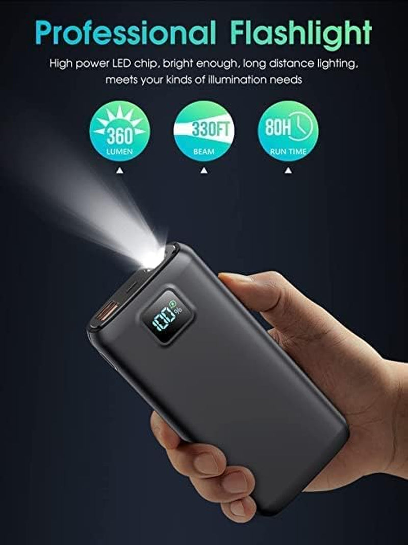 Spring Portable-Charger-Power-Bank - 40000Mah Power Bank PD 30W and QC 4.0 Quick Charging Built-In Bright Flashlight LED Display 
