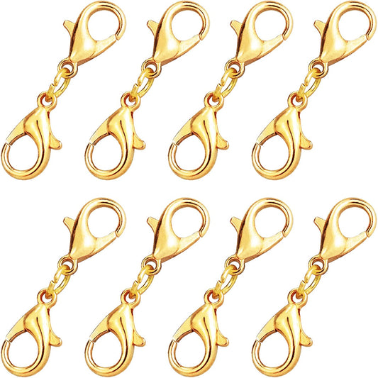 Spring 8 Pcs Double Lobster Clasp Extender Gold Silver Lobster Claw Clasps Bracelet