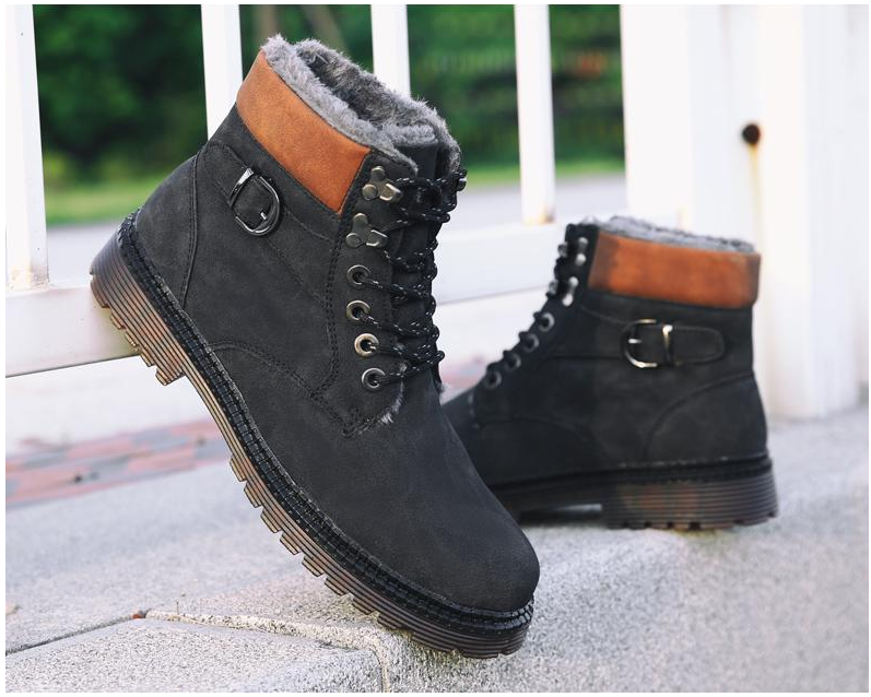 Fashionable Men's Leather Warm Snow Boots