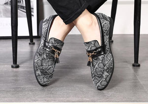Luxury Tassel Snakeskin Pattern Leather Shoes