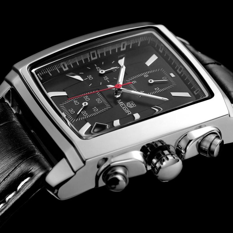 Vigorous - sport chronograph leather watch - SpringLime
