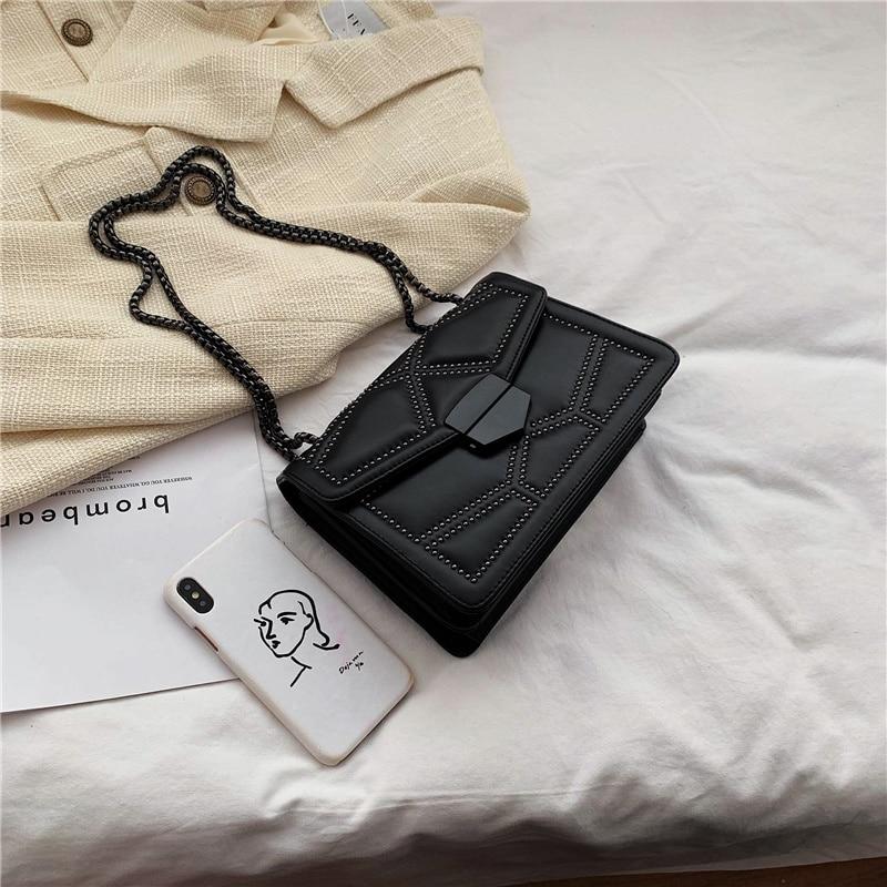 Rivet Chain Leather Bag