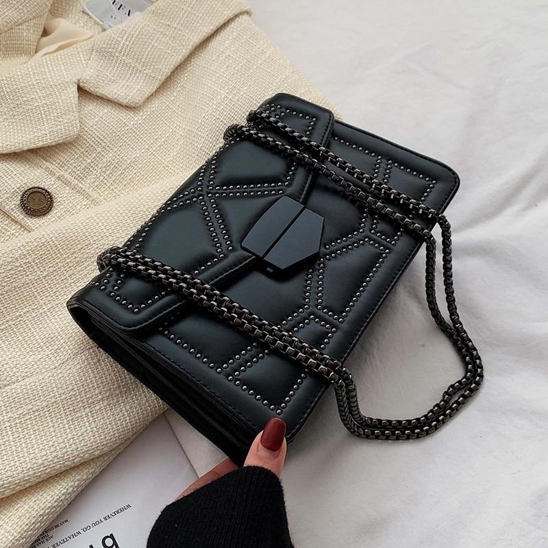 Rivet Chain Leather Bag