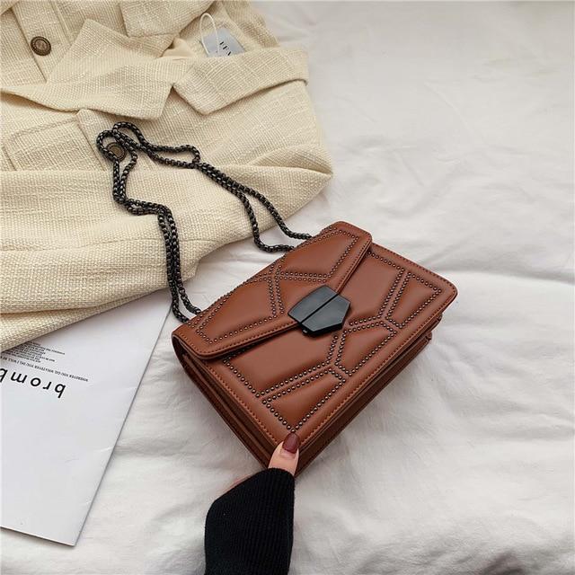 Rivet Chain Leather Bag