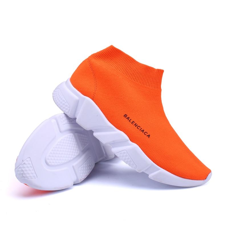 Summer Orange Knit Sock Sneakers