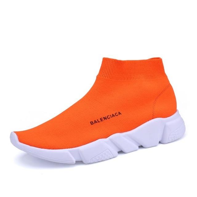 Summer Orange Knit Sock Sneakers