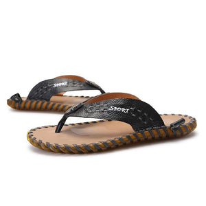 Luxury Men's Genuine Leather Beach Slippers - SpringLime