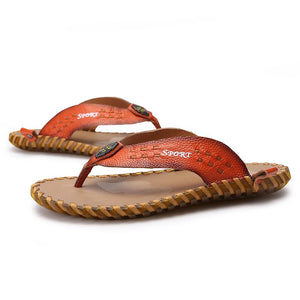 Luxury Men's Genuine Leather Beach Slippers - SpringLime