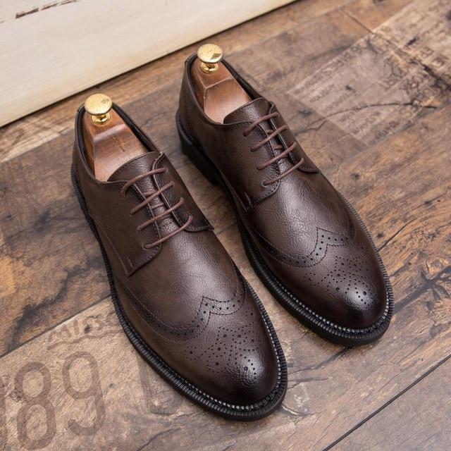 Men's British Carved Style Genuine Leather Shoes